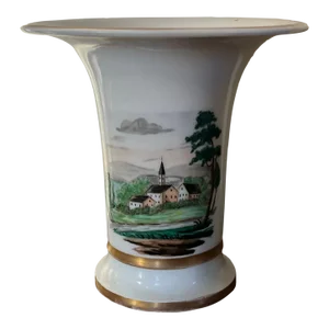 Antique Early 19th Century Old Paris Porcelain Trumpet Vase in the Tucker Manner Circa 1825