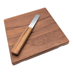 1970s Dansk Teak Wood Cheese Board With Knife