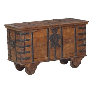 Antique Indian Teakwood Pitara Chest Console For Sale