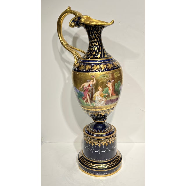 19th Century Royal Vienna Neoclassical Porcelain Ewer on Stand For Sale - Image 10 of 12