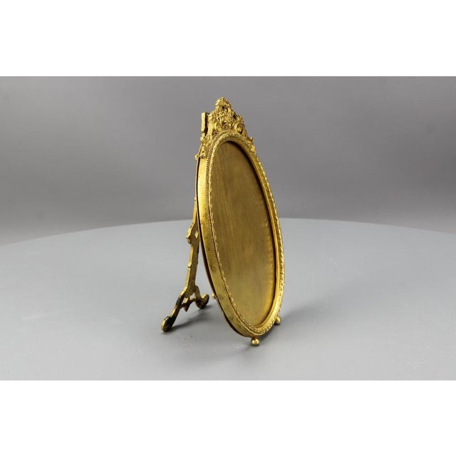 French Louis XVI Bronze Oval Desktop Picture Frame, 1900s For Sale - Image 6 of 18