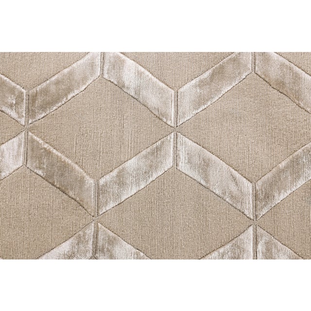 Transitional Vera Hand-Knotted Wool/Viscose Beige Rug - 8'x10' For Sale - Image 3 of 6