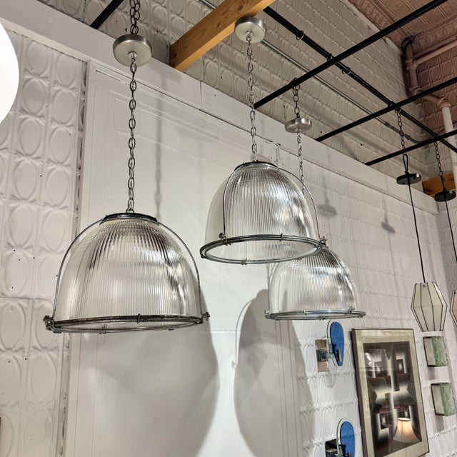 American Set of 3 Vintage Halophane Fixtures For Sale - Image 3 of 5