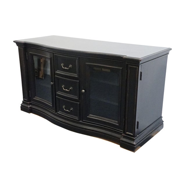 HOOKER FURNITURE Black Painted Contemporary Modern 61" Media Console Cabinet 429-55-480 33" High 61.75" Wide 25.25" Deep...