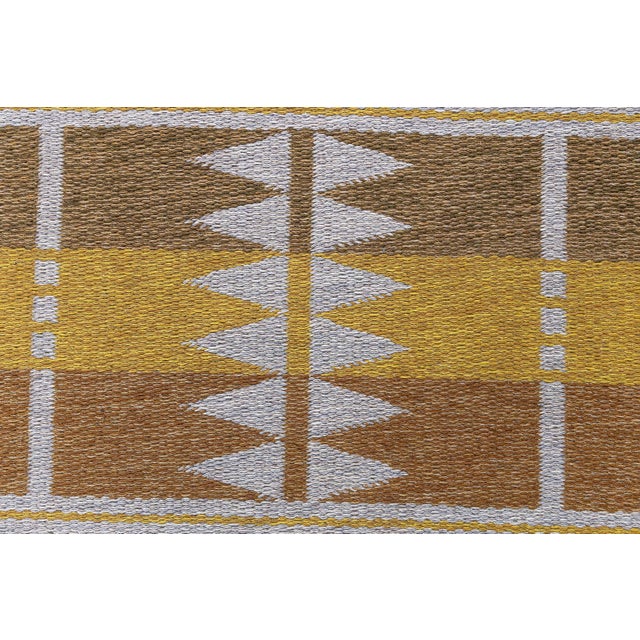 Textile Doris Leslie Blau Vintage Scandinavian Geometric Flatweave Wool Rug In Warm Tan For Sale - Image 7 of 8