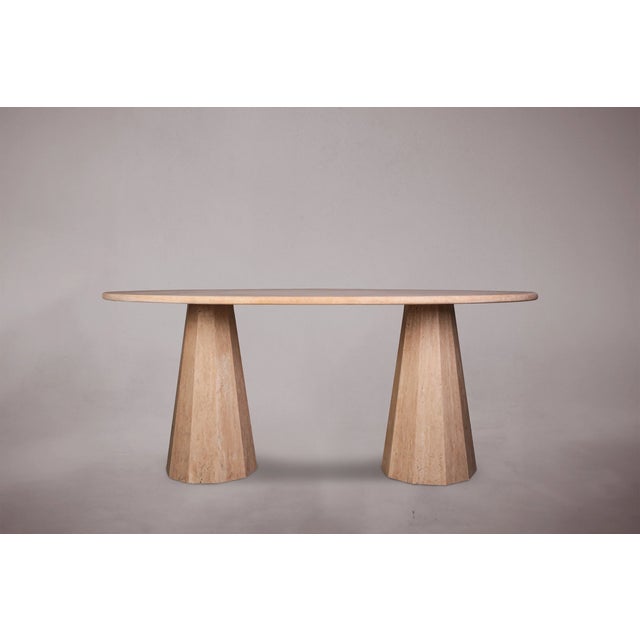 Modern Cône Travertine Dining Table 78" For Sale - Image 3 of 5