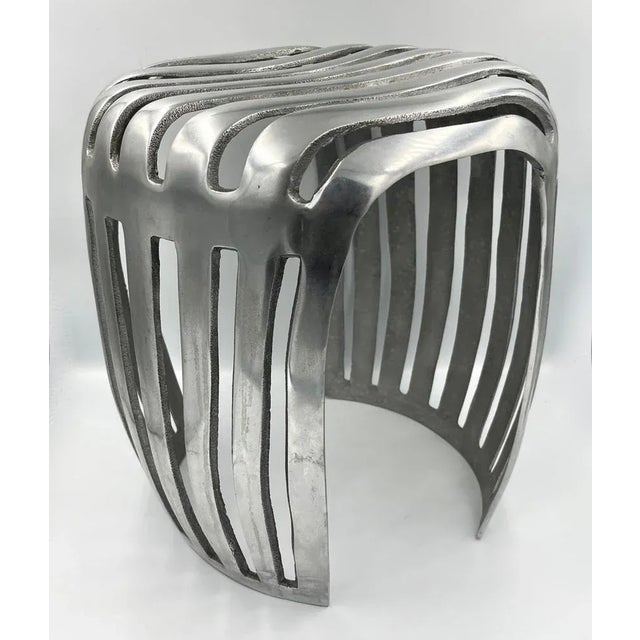 Metal Mid-Century Aluminium Stool, Denmark, 1960s For Sale - Image 7 of 10