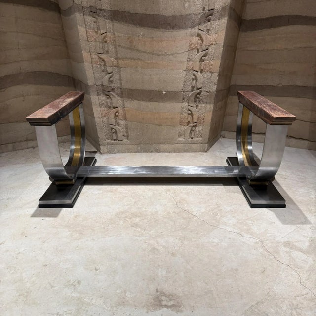 Traditional Solid Steel Bronze Table Base Mexico Revival Neoclassical Attributed Arturo Pani For Sale - Image 3 of 12