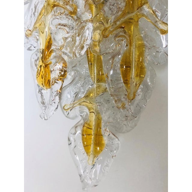 Midcentury Modern Italian Murano Leaf Glass Wall Sconces by Mazzega, 1970s, Set of 2 For Sale - Image 12 of 15