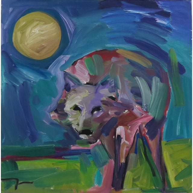 "Wolf" Contemporary Expressionist Style Oil Painting by Jose Trujillo