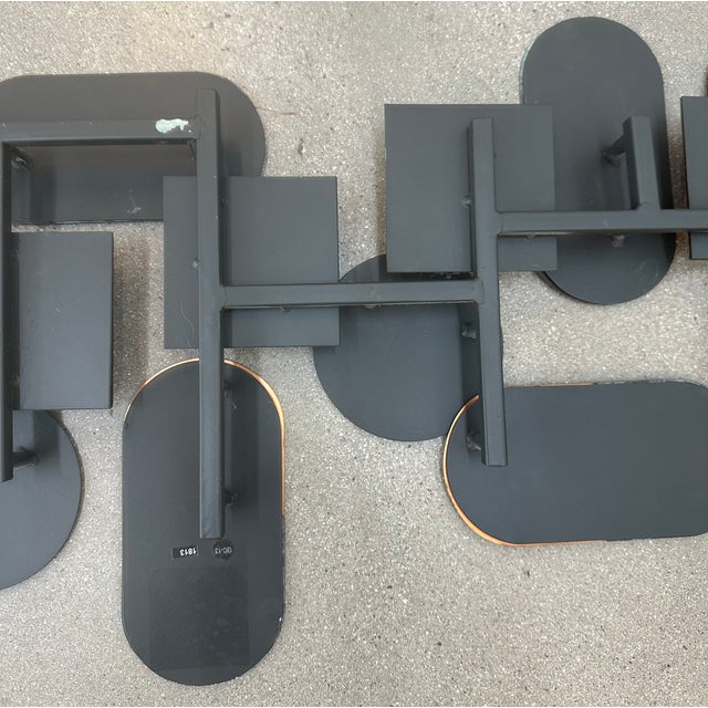 Mid Century Metal Wall Art Patina Geometry Vintage For Sale - Image 12 of 18