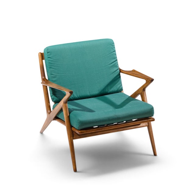 Poul Jensen for Selig Mid Century Walnut Z Lounge Chairs For Sale - Image 9 of 10