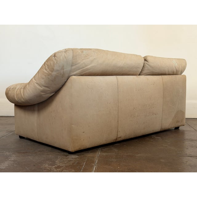 Beige Vintage 1970’s Leolux Leather Loveseat Sofa For Sale - Image 8 of 18