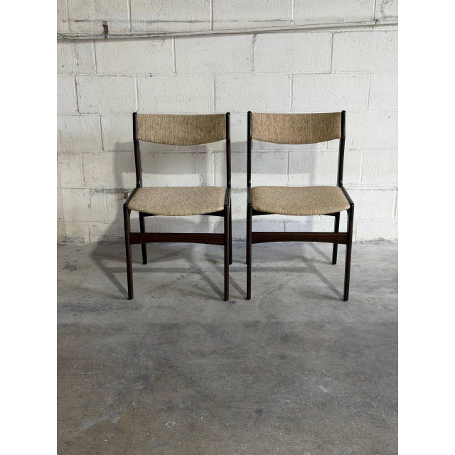 1960s Pair of Danish Modern in Style of Erik Buch Style Dining Chairs in Dark Stained Oak For Sale In Los Angeles - Image 6 of 8