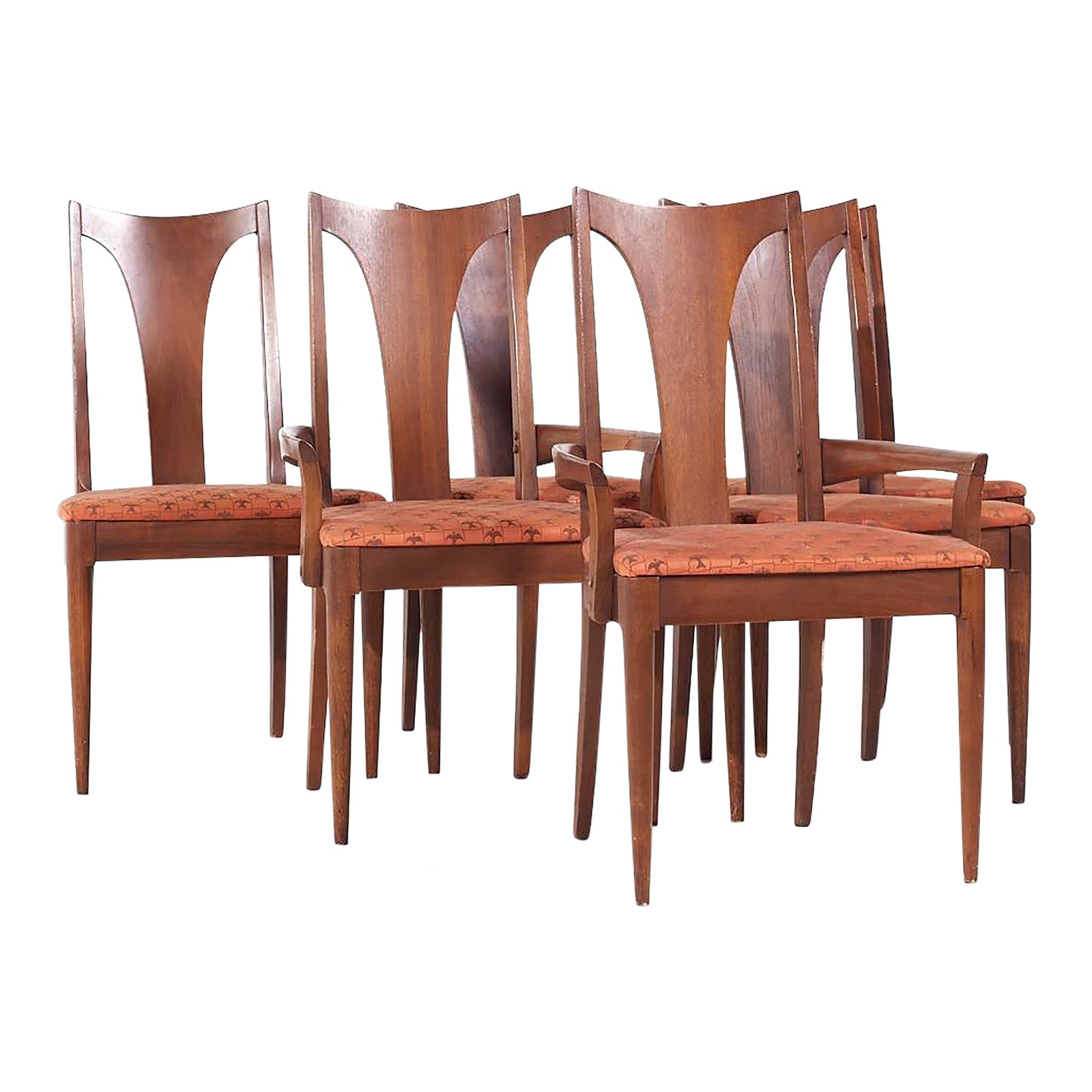Broyhill Brasilia II Mid Century Walnut Dining Chairs Set of 6 Chairish