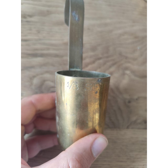 Large Vintage Indian Brass Merchant Measuring Set by Hakamchand Poona, 1890s, Set of 6 For Sale - Image 9 of 15