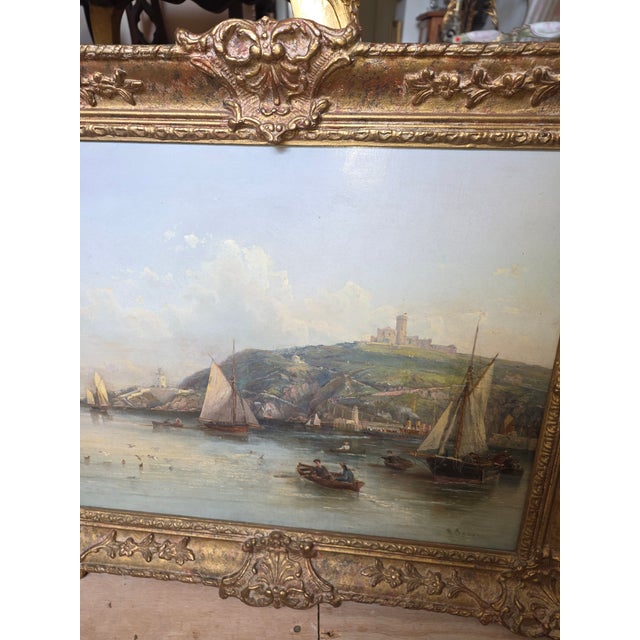 Antique Harbour Painting by Crouse For Sale In San Antonio - Image 6 of 11