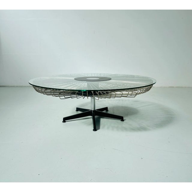 Industrial Italian Rotating Glass Top Coffee Table from Prada, 1990s. For Sale - Image 3 of 13