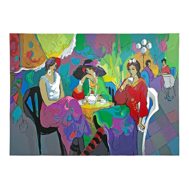 1994 Isaac Maimon "Park Garden Cafe" Fauvist Large Hand Signed Serigraph For Sale