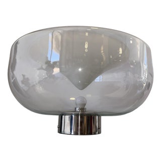 Vintage Glass and Chromed Metal Table Lamp from Leucos, 1970s For Sale