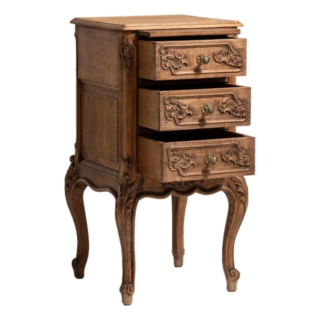 19th Century France Golden Oak Carved Oak Petite Commode For Sale