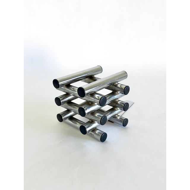 Metal Architectural 1970s Artist-Made Stacked Rod Bookends For Sale - Image 7 of 8