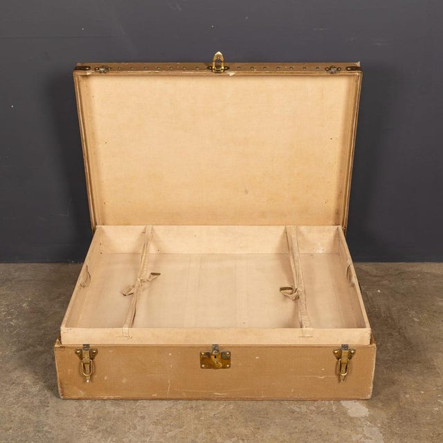 Vintage Car Trunk in Grey Vuittonite Canvas from Louis Vuitton, Paris, France, 1930s For Sale - Image 10 of 18