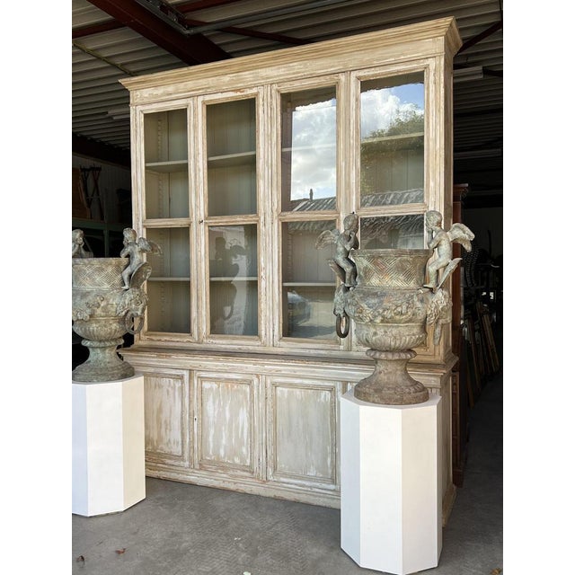 Beige Vintage French Library Cabinet For Sale - Image 8 of 14
