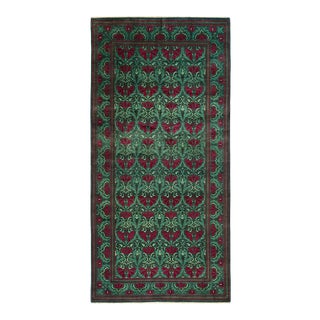 Eclectic Collection Hand-Knotted Area Rug - Green 8' 1" x 16' 1" For Sale