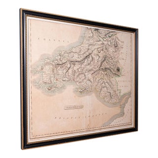 Antique Region Map, South Wales, English, John Cary, Framed, Atlas, Georgian For Sale
