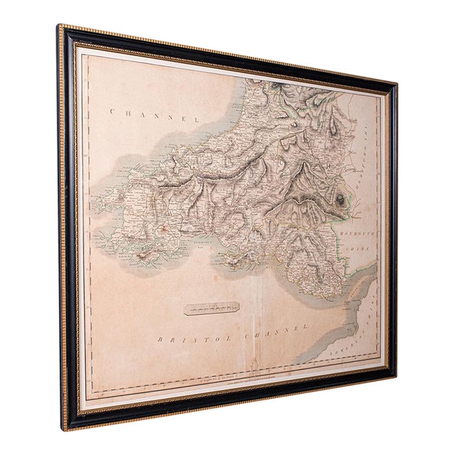 Antique Region Map, South Wales, English, John Cary, Framed, Atlas, Georgian For Sale