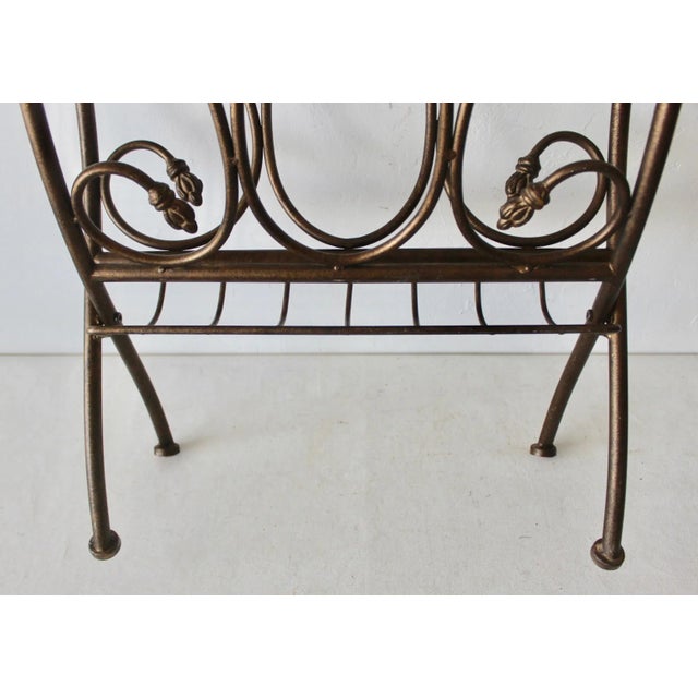 1980s Mid-Century Bronze Finish Fireplace Footed Log Holder For Sale - Image 5 of 8