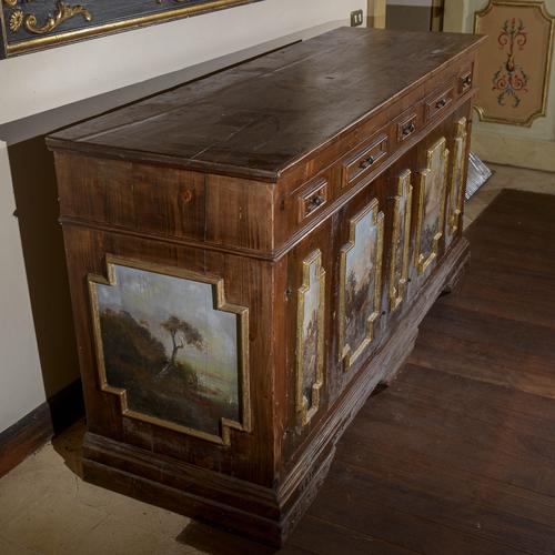 Brown Sideboard with Painted Decorations For Sale - Image 8 of 9