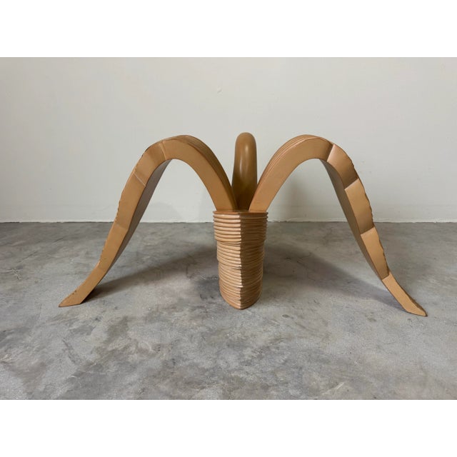 Vintage Coastal Carved Wood Swan Square Coffee Table With Beveled Glass Top/ Sold For Sale - Image 4 of 11