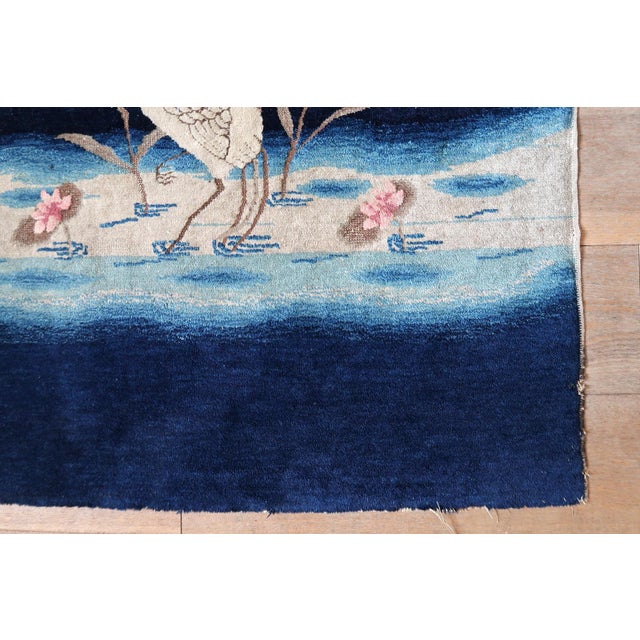 1890s, Antique Chinese Peking Rug, Cranes & Floral, 3 X 5 For Sale In New York - Image 6 of 13