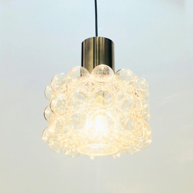Glashütte Limburg Large Mid-Century Modern Amber Bubble Glass Pendant Light by Helena Tynell for Limburg, Germany, 1960s For Sale - Image 4 of 9