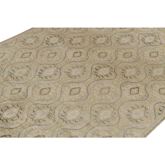 Rug & Kilim Rug & Kilim’s Classic Style Rug in Green and Beige-Brown Ikats Patterns For Sale - Image 4 of 7