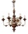 Italian Silver Leaf Wood and Iron Six-Arm Chandelier For Sale