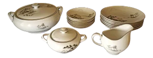 1900s Vintage Sone Mt. Fuji Porcelain China -Set of 17
