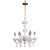 Vintage White Glass Gold 6 S Arm Chandelier For Sale