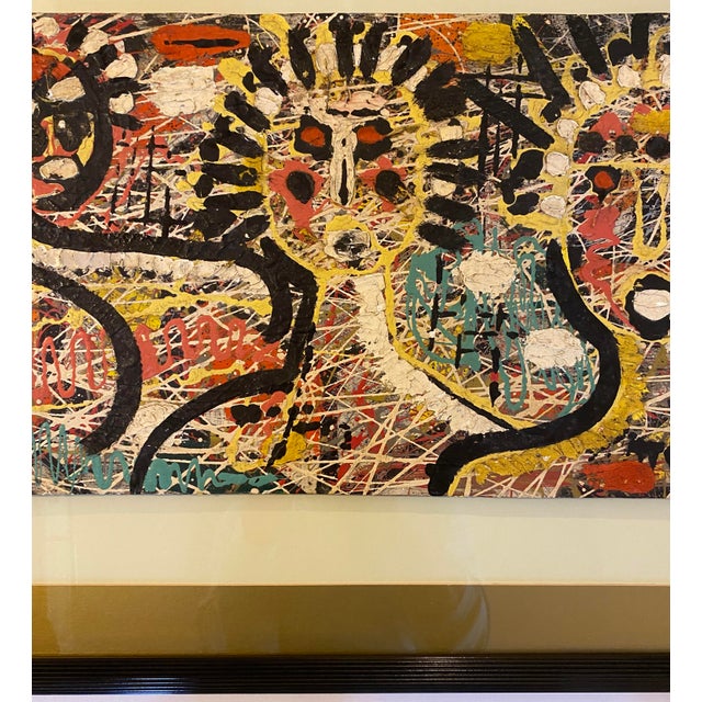 Sculpture Materials Jean-Michel Basquiat Style Neo-Expressionist Mixed Media Abstract Figural Painting For Sale - Image 7 of 12