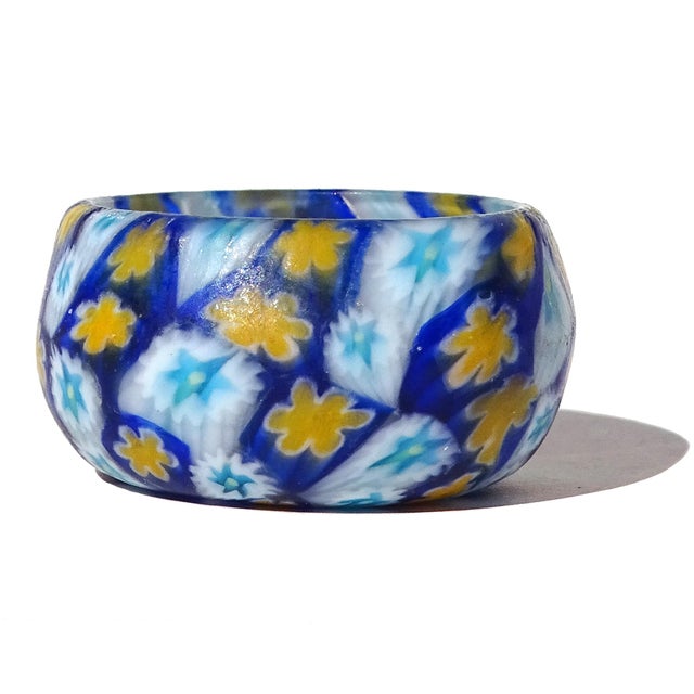 Glass Antique Fratelli Toso Murano Miniature Flower Mosaic Murrines Italian Art Glass Vase and Dish - Set of 2 For Sale - Image 7 of 10
