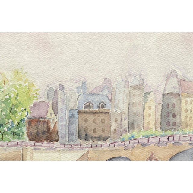 Elizabeth Stiles "Bridge over the Canal" Contemporary Watercolor Landscape Late 20th Century For Sale - Image 4 of 8