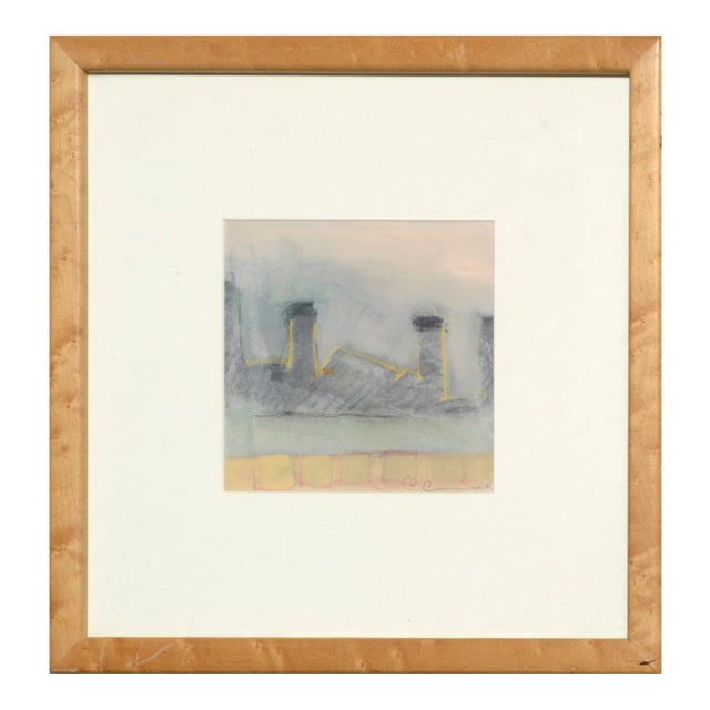 650 Chris Cacciotti "Chimneys at Dusk" Abstract Landscape 1991 For Sale