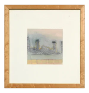 Chris Cacciotti "Chimneys at Dusk" Abstract Landscape 1991