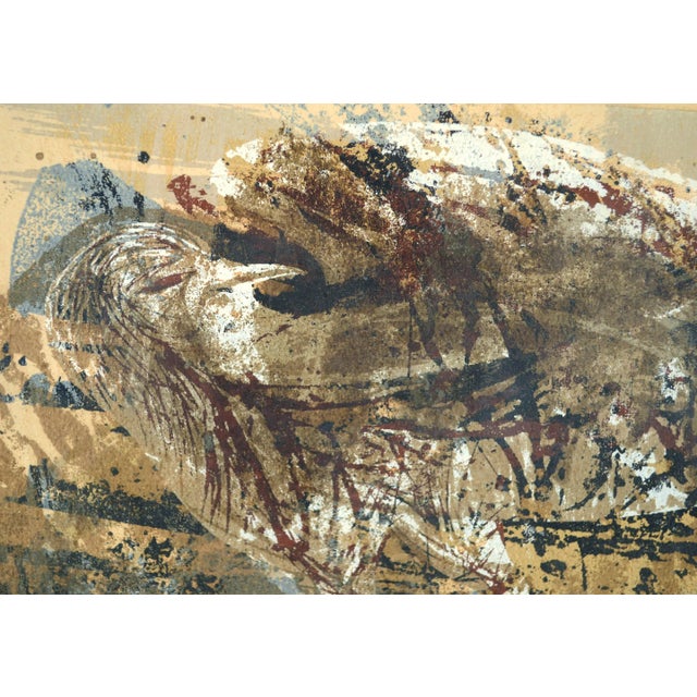 Mid-Century Modern 1950s "Field Bird" Modern Earthtone Abstract Serigraph with Bird by Howard Bradford, Framed For Sale - Image 3 of 7