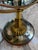 Vintage Brass Vanity Mirror With Etched Glass Base and Wood Trim For Sale In Los Angeles - Image 6 of 10
