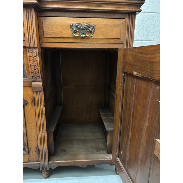 Wood Antique Spanish or Victorian Sideboard / Buffet With Mirror For Sale - Image 7 of 12