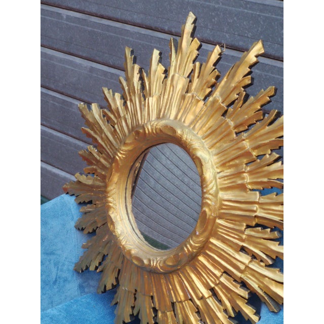 Wood Gilt Sun Wall Mirror, 1970s For Sale - Image 7 of 9