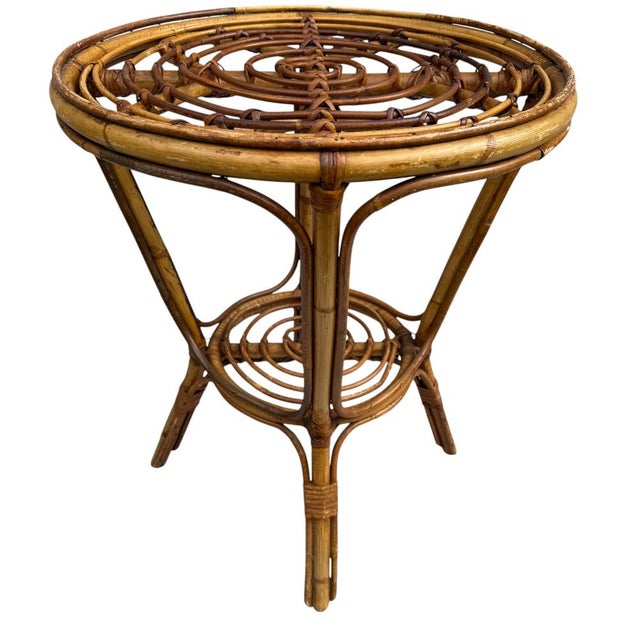 Vintage French Rattan Side Table, 1950s For Sale - Image 11 of 18